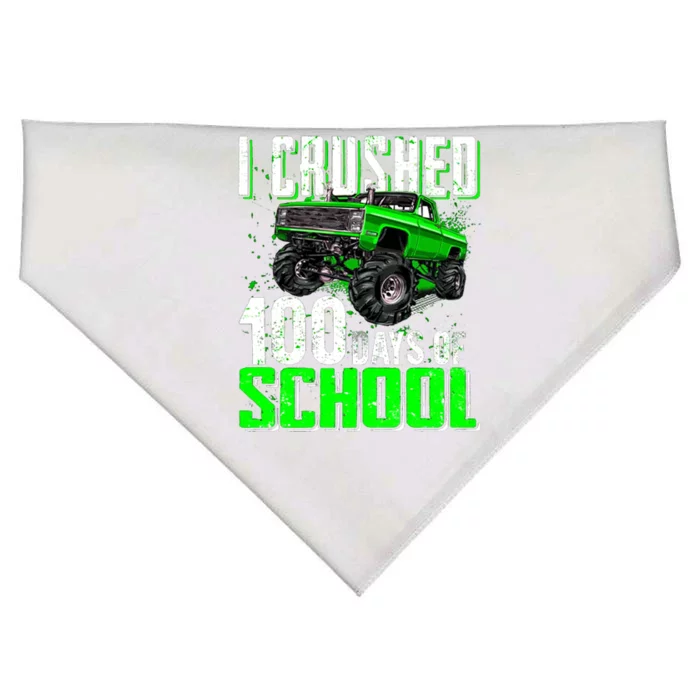 I Crushed 100 Days Of School Cool Gift Monster Truck Funny Gift USA-Made Doggie Bandana