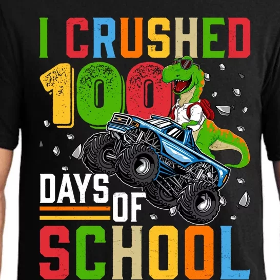 I Crushed 100 Days Of School Dinosaur Monster Truck Gift Pajama Set