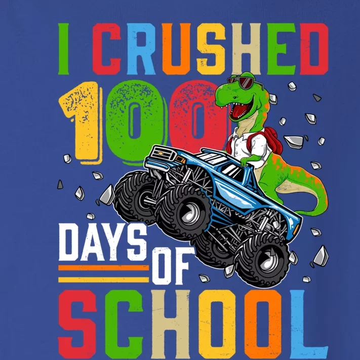 I Crushed 100 Days Of School Dinosaur Monster Truck Gift Toddler Long Sleeve Shirt