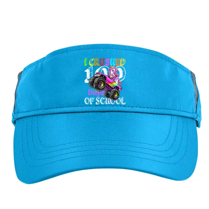 I Crushed 100 Days Of School Unicorn Monster Truck Funny Gift Adult Drive Performance Visor