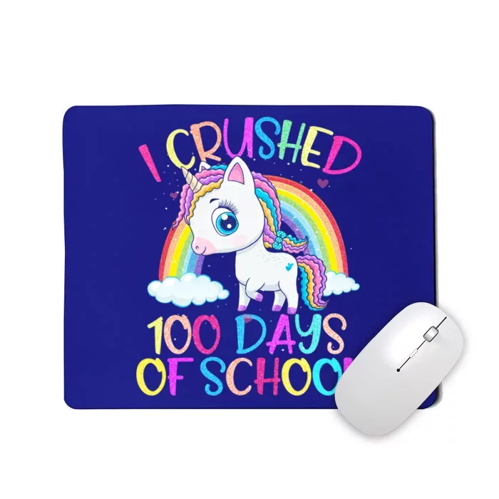 I Crushed 100 Days Of School Unicorn Rainbow Gift Mousepad