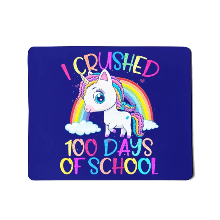 I Crushed 100 Days Of School Unicorn Rainbow Gift Mousepad