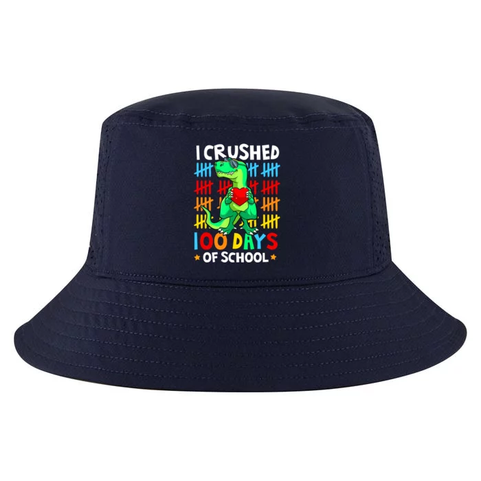 I Crushed 100 Days Of School Dinosaur T Rex Smarter Brighter Gift Cool Comfort Performance Bucket Hat