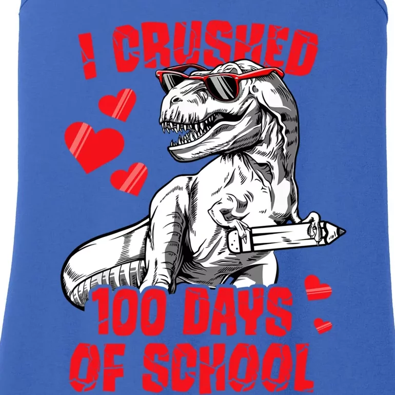 I Crushed 100 Days Of School Dinosaur T Rex Smarter Retro Gift Ladies Essential Tank