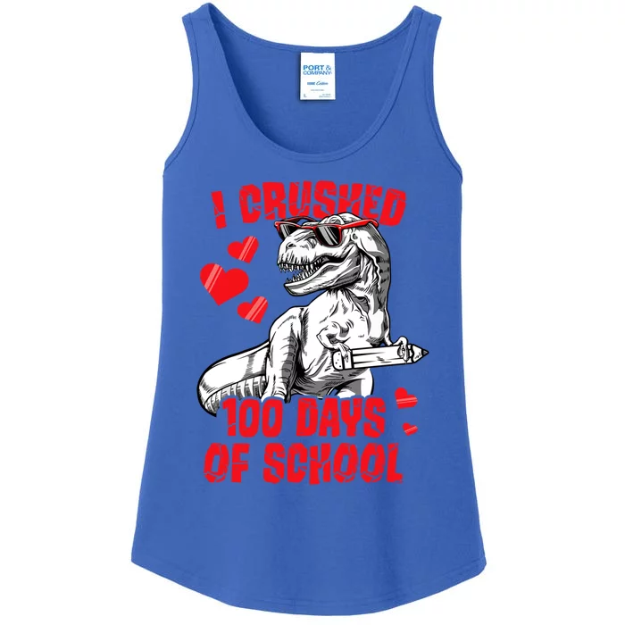 I Crushed 100 Days Of School Dinosaur T Rex Smarter Retro Gift Ladies Essential Tank