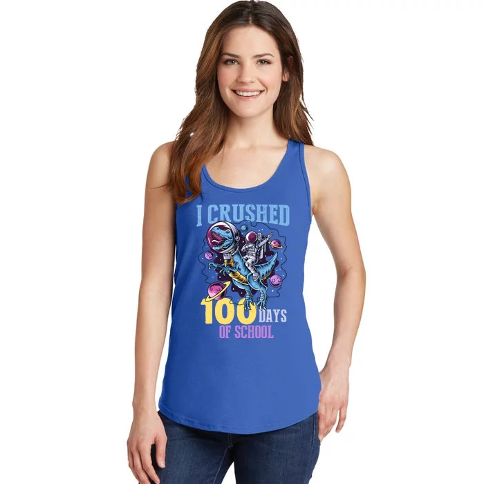 I Crushed 100 Days Of School Dinosaurs T Rex Student Gift Ladies Essential Tank