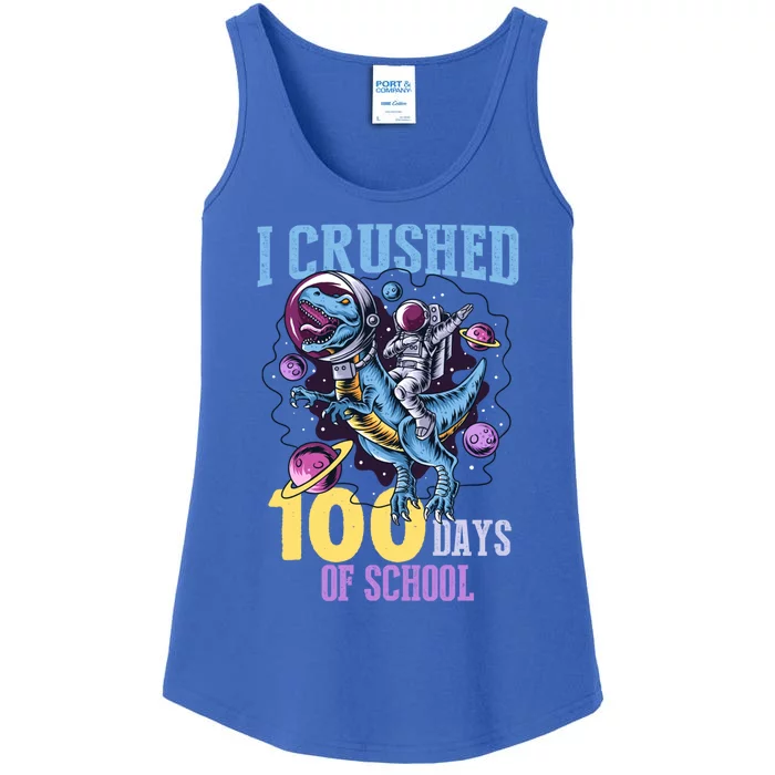 I Crushed 100 Days Of School Dinosaurs T Rex Student Gift Ladies Essential Tank