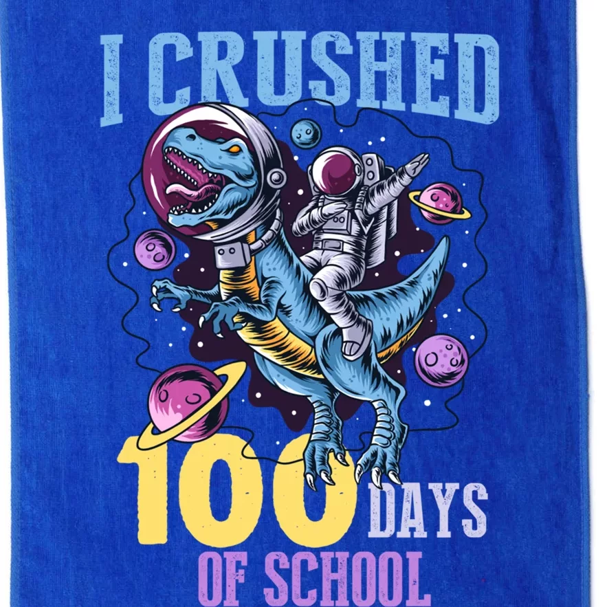 I Crushed 100 Days Of School Dinosaurs T Rex Student Gift Platinum Collection Golf Towel