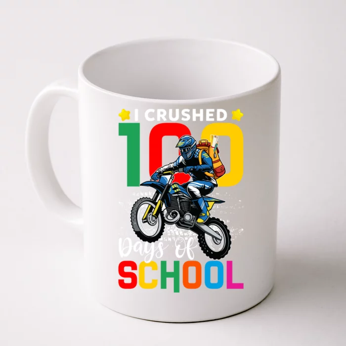 I Crushed 100 Days Of School Dirt Bikers 100 Days Smarter Cool Gift Front & Back Coffee Mug