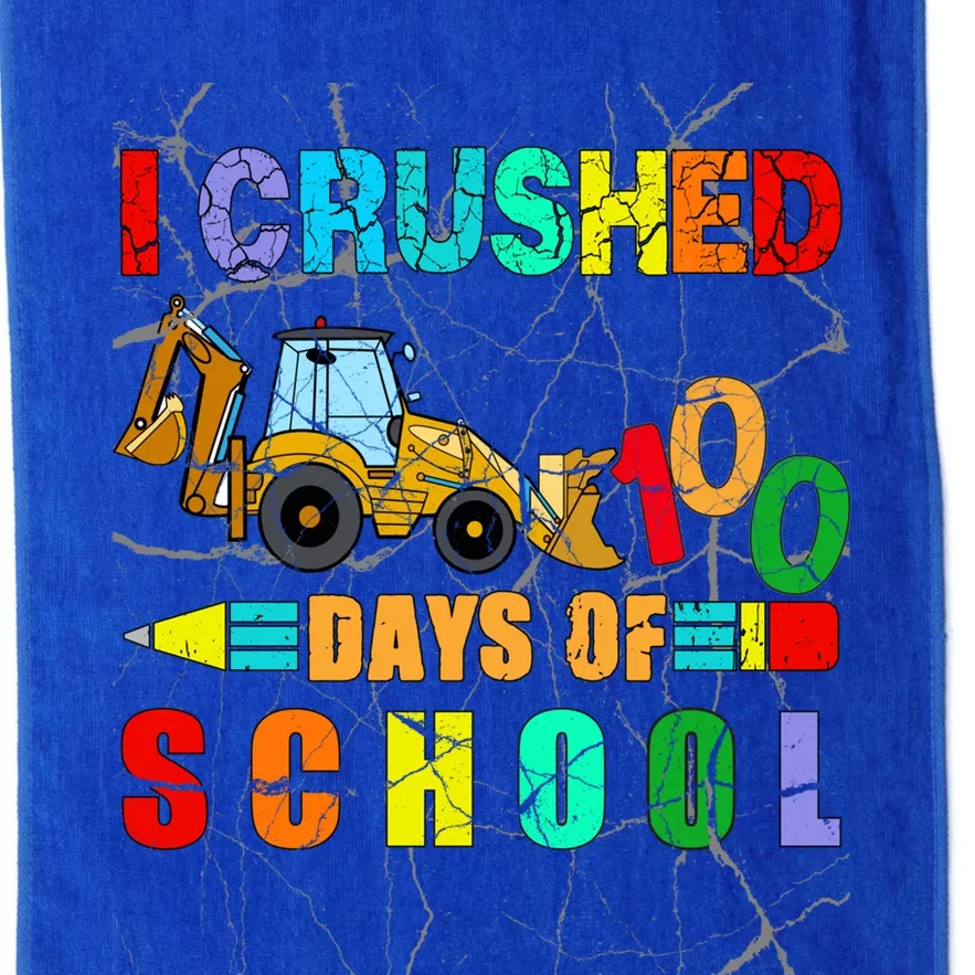 I Crushed 100 Days Of School Excavator Construction Great Gift Platinum Collection Golf Towel