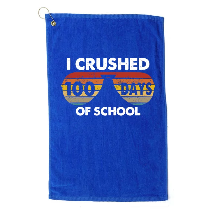 I Crushed 100 Days Of School Glasses Student Vintage Cute Gift Platinum Collection Golf Towel