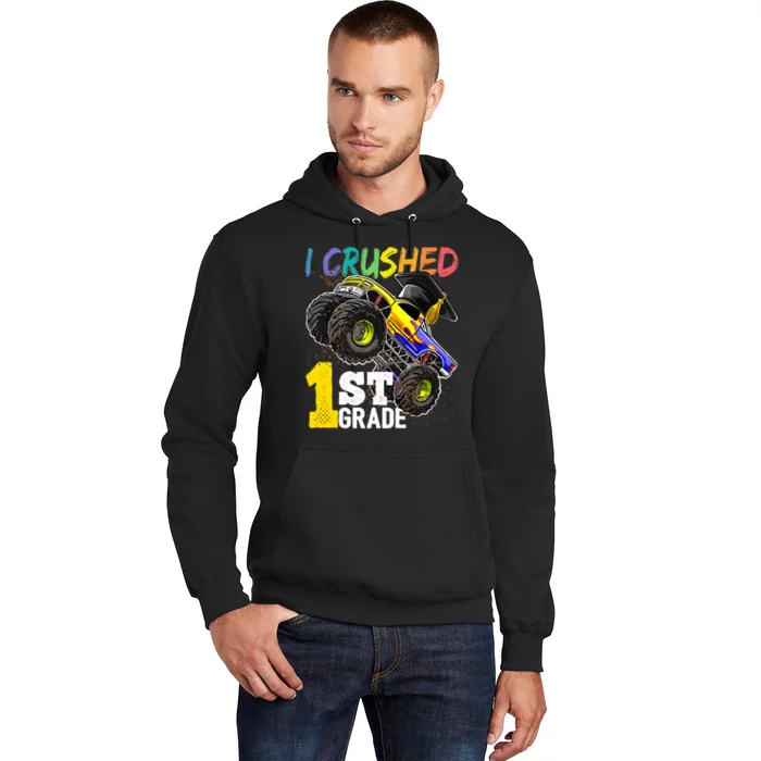 I Crushed 1st Grade Monster Truck Graduation Cap Hoodie