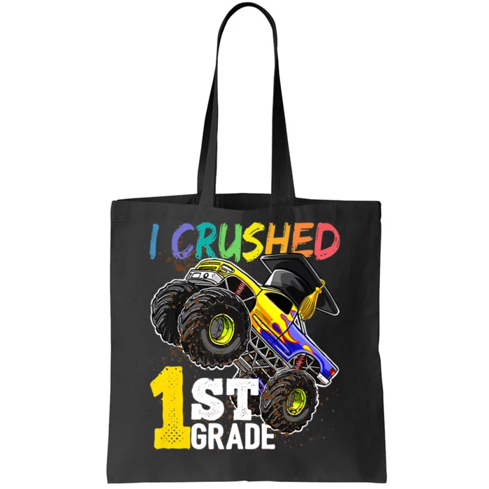 I Crushed 1st Grade Monster Truck Graduation Cap Tote Bag