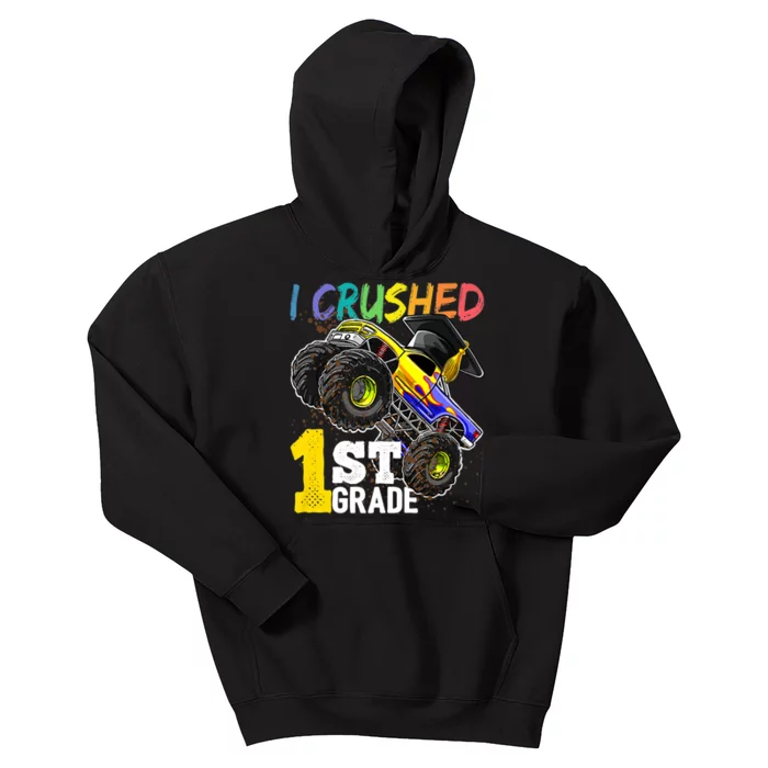 I Crushed 1st Grade Monster Truck Graduation Cap Kids Hoodie