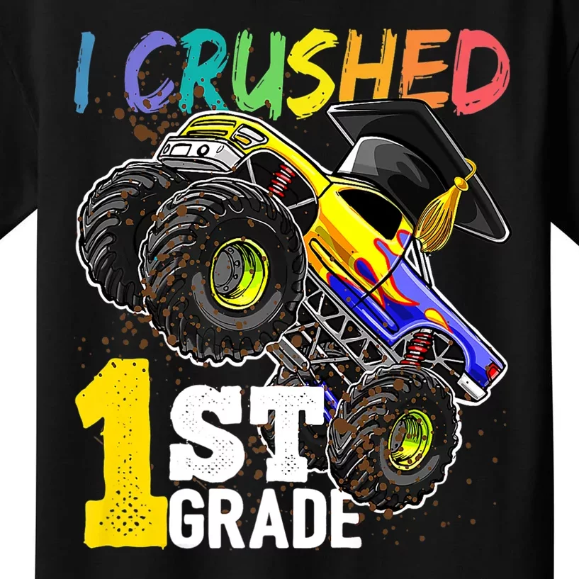 I Crushed 1st Grade Monster Truck Graduation Cap Kids T-Shirt