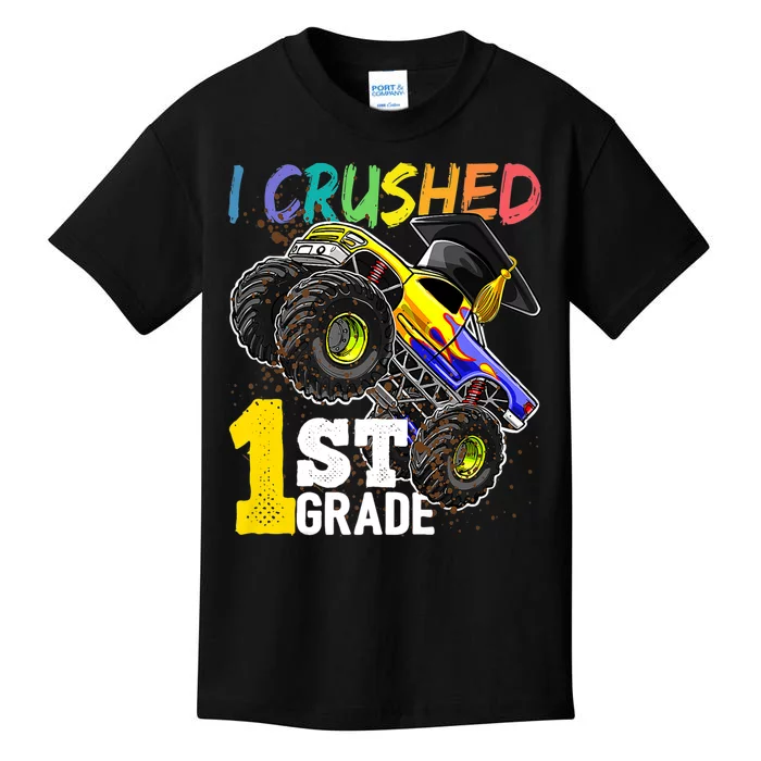 I Crushed 1st Grade Monster Truck Graduation Cap Kids T-Shirt