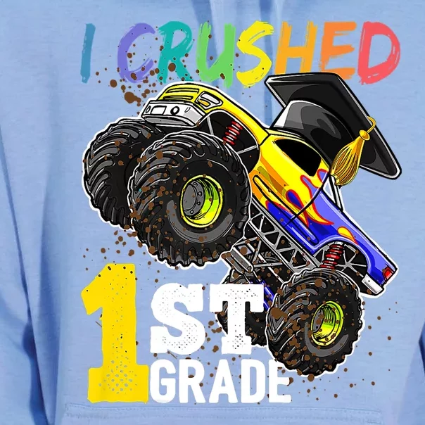 I Crushed 1st Grade Monster Truck Graduation Cap Unisex Surf Hoodie