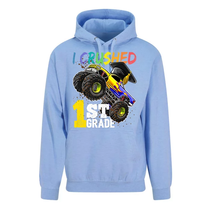 I Crushed 1st Grade Monster Truck Graduation Cap Unisex Surf Hoodie