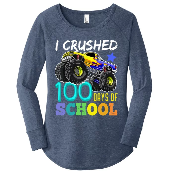 I Crushed 100 Days Of School Monster Truck 100th Day Gift Women's Perfect Tri Tunic Long Sleeve Shirt