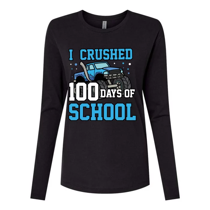 I Crushed 100 Days Of School Monster Truck Gift Womens Cotton Relaxed Long Sleeve T-Shirt