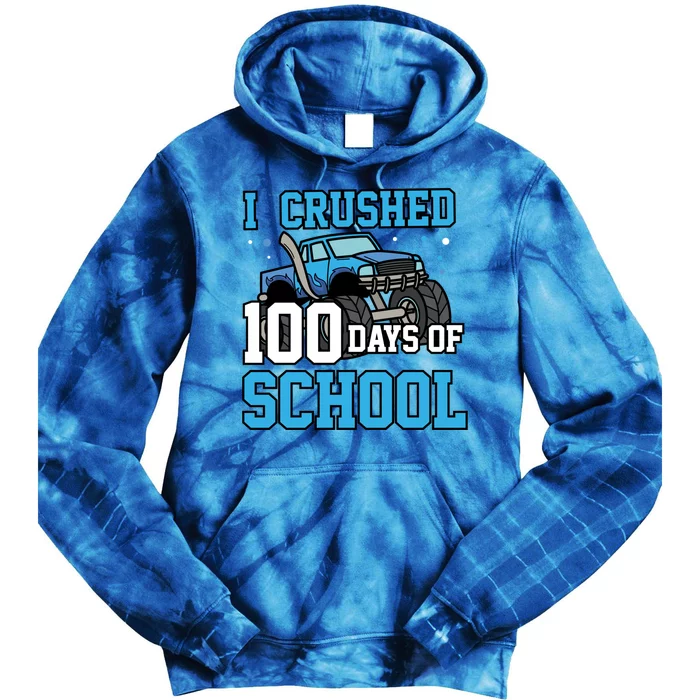 I Crushed 100 Days Of School Monster Truck Gift Tie Dye Hoodie