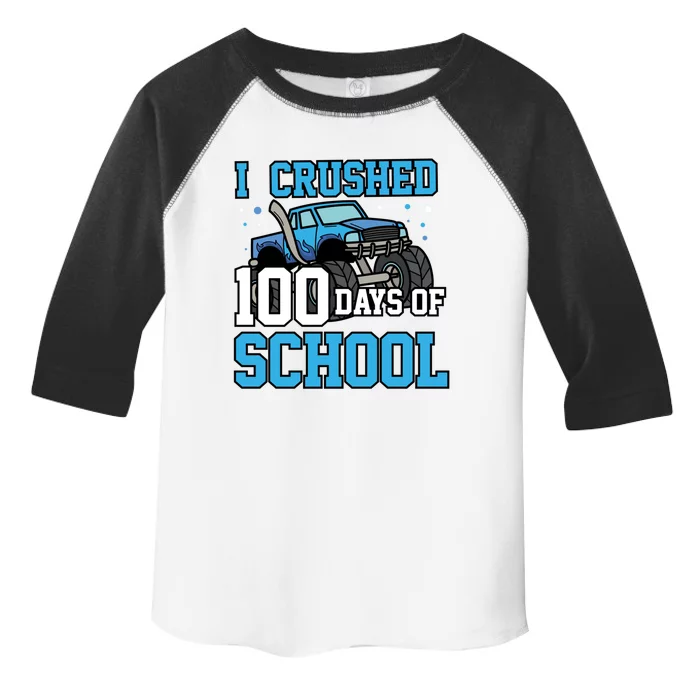 I Crushed 100 Days Of School Monster Truck Gift Toddler Fine Jersey T-Shirt