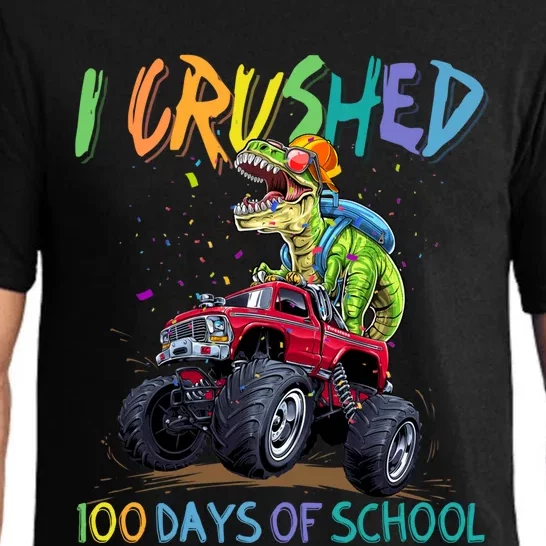 I Crushed 100 Days Of School Monster Truck Dinosaur Rex Dino Cool Gift Pajama Set