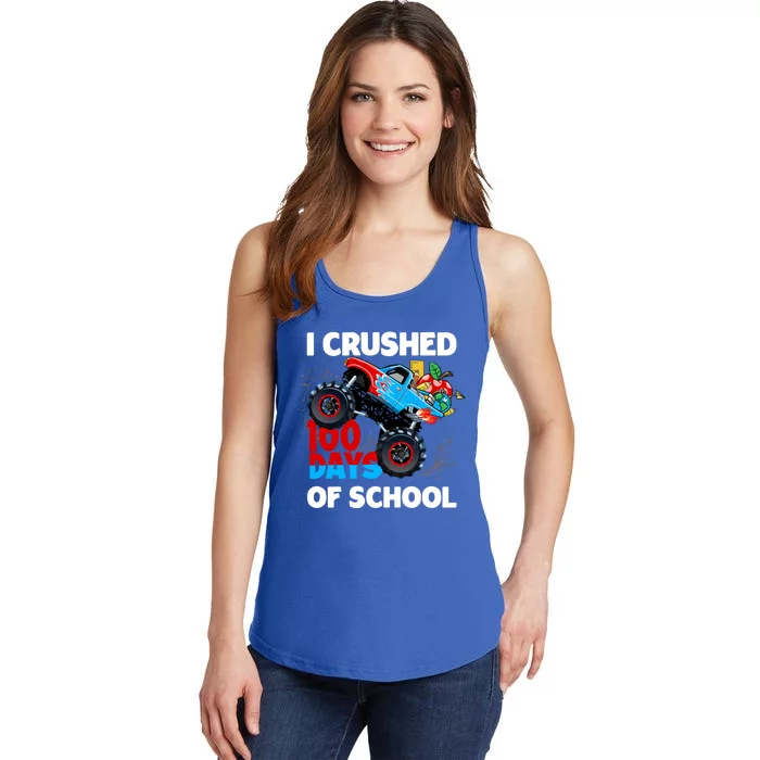 I Crushed 100 Days Of School Monster Truck Teacher Gift Ladies Essential Tank