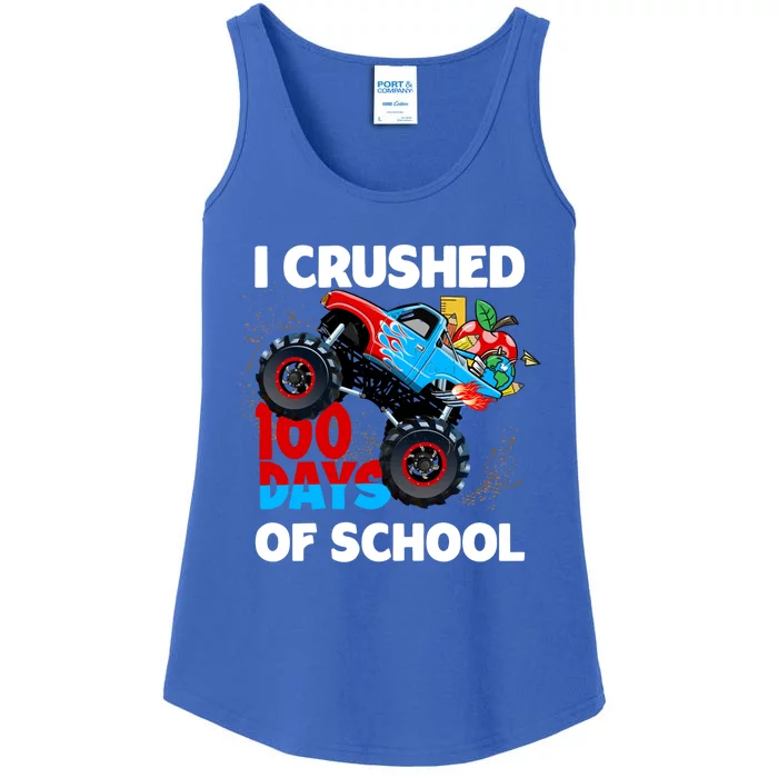 I Crushed 100 Days Of School Monster Truck Teacher Gift Ladies Essential Tank