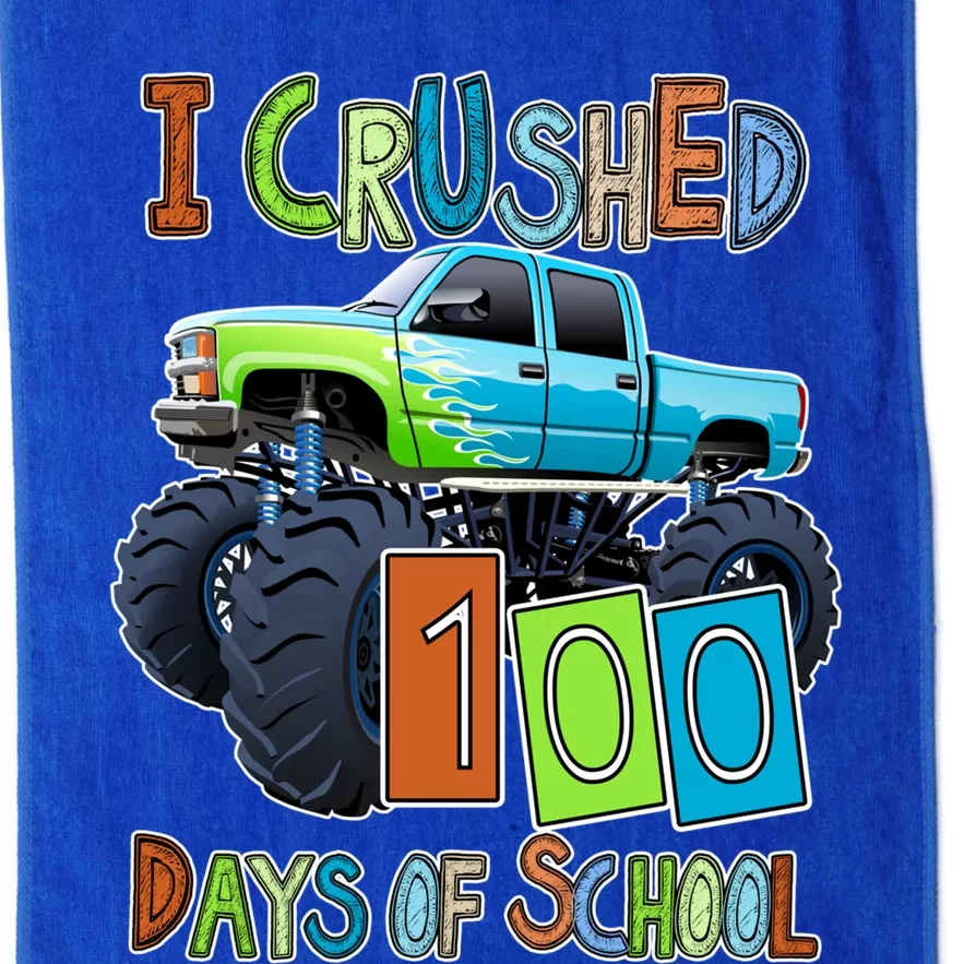 I Crushed 100 Days Of School Monster Truck Teachers Students Gift Platinum Collection Golf Towel