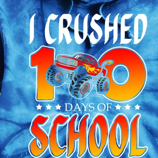 I Crushed 100 Days Of School Racing Truck Racer Schooler Gift Tie Dye Hoodie