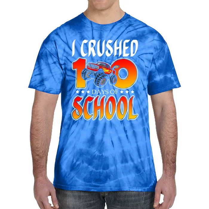 I Crushed 100 Days Of School Racing Truck Racer Schooler Gift Tie-Dye T-Shirt