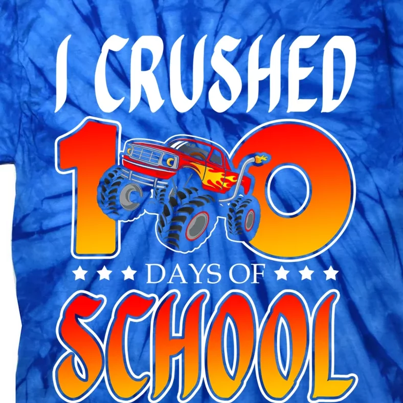 I Crushed 100 Days Of School Racing Truck Racer Schooler Gift Tie-Dye T-Shirt