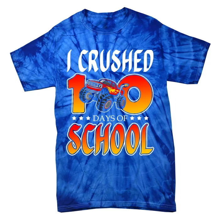 I Crushed 100 Days Of School Racing Truck Racer Schooler Gift Tie-Dye T-Shirt