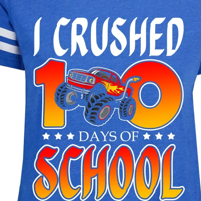 I Crushed 100 Days Of School Racing Truck Racer Schooler Gift Enza Ladies Jersey Football T-Shirt