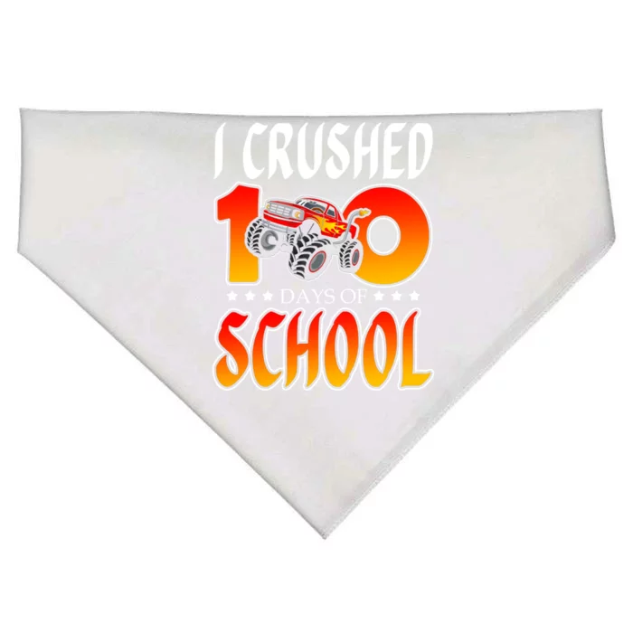 I Crushed 100 Days Of School Racing Truck Racer Schooler Gift USA-Made Doggie Bandana