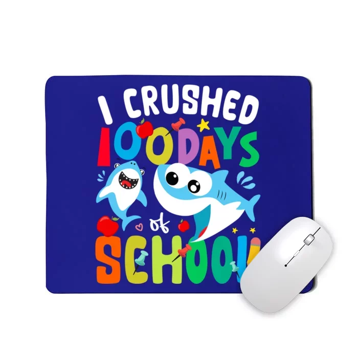 I Crushed 100 Days Of School Shark 100 Days Of School Shark Gift Mousepad