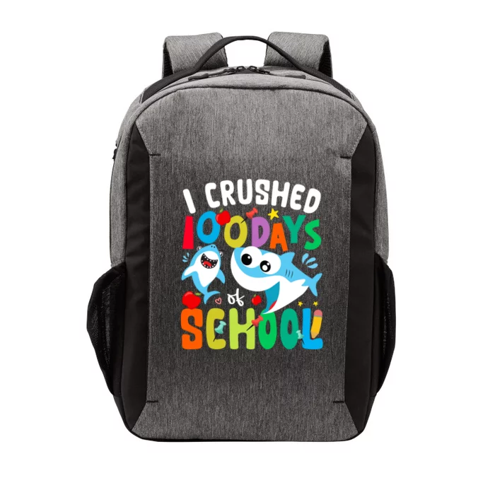 I Crushed 100 Days Of School Shark 100 Days Of School Shark Gift Vector Backpack