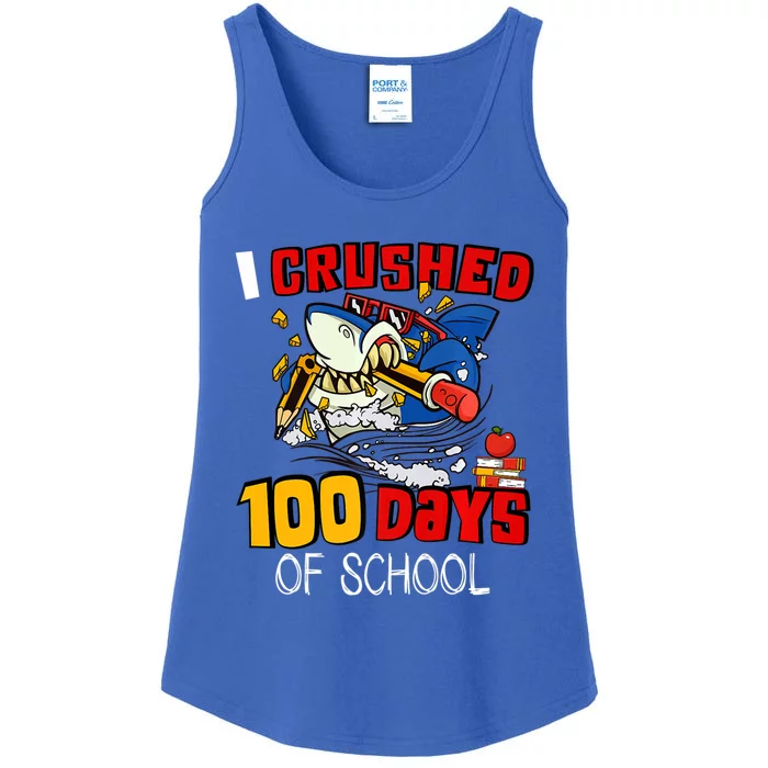 I Crushed 100 Days Of School Shark Crushing Happy 100th Day Gift Ladies Essential Tank