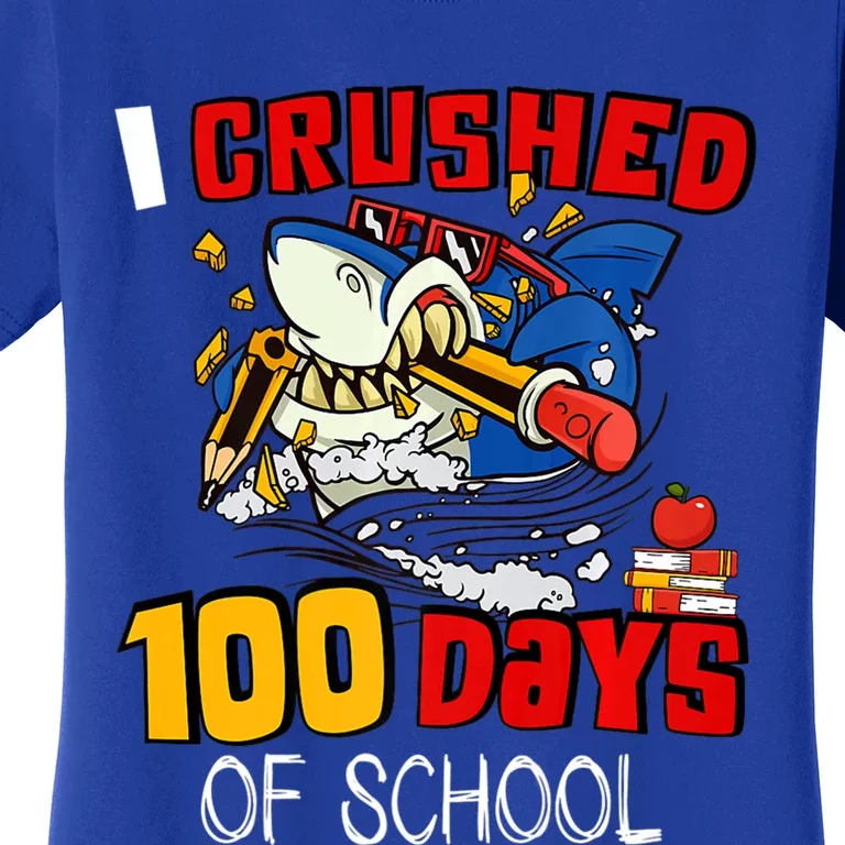 I Crushed 100 Days Of School Shark Crushing Happy 100th Day Gift Women's T-Shirt