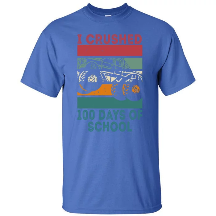 I Crushed 100 Days Of School Smarter Brighter Groovy Retro Meaningful Gift Tall T-Shirt