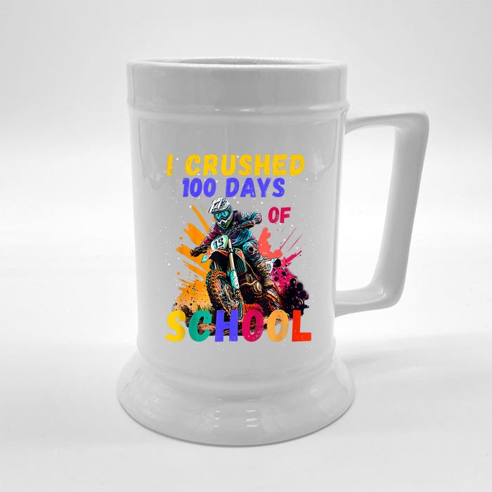 I Crushed 100 Days Of School Dirt Bike Front & Back Beer Stein