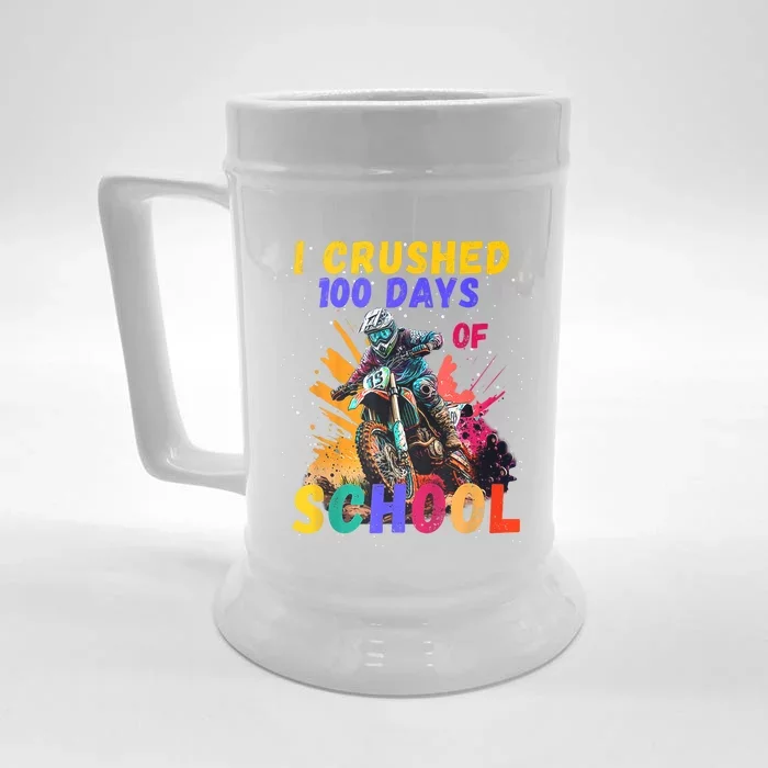 I Crushed 100 Days Of School Dirt Bike Front & Back Beer Stein