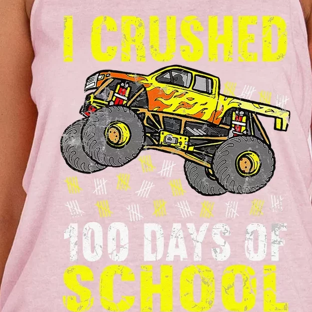 I Crushed 100 Days Of School Monster Truck Women's Knotted Racerback Tank