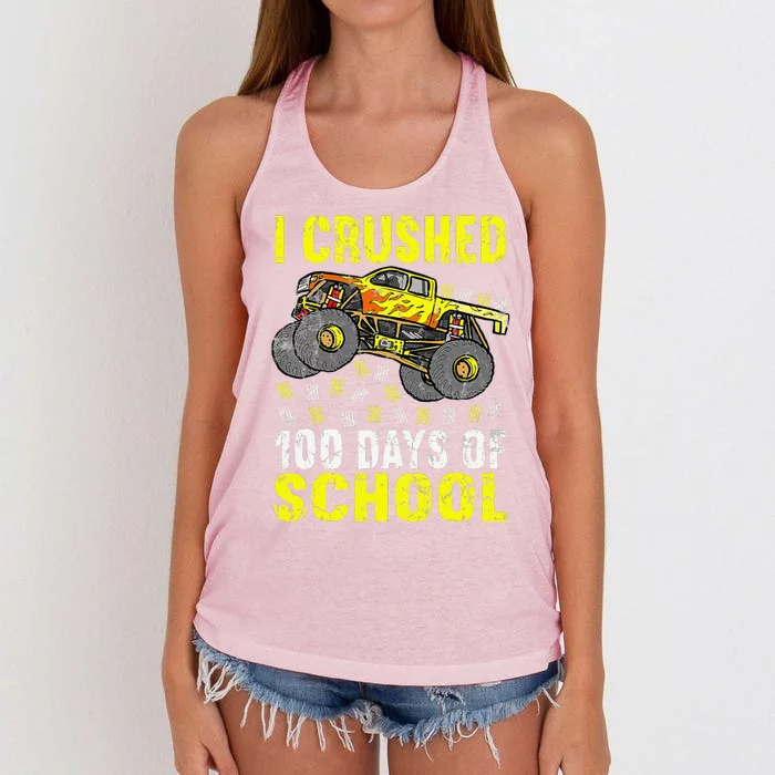 I Crushed 100 Days Of School Monster Truck Women's Knotted Racerback Tank