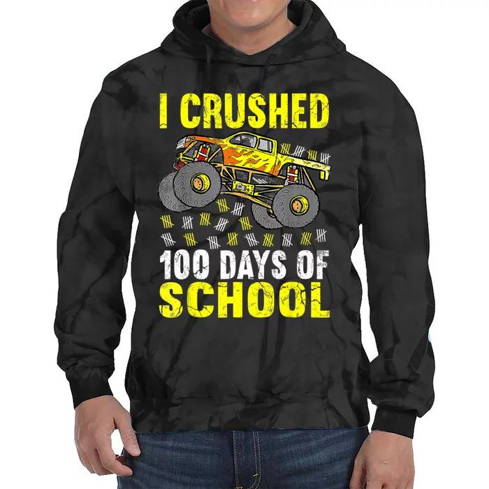 I Crushed 100 Days Of School Monster Truck Tie Dye Hoodie