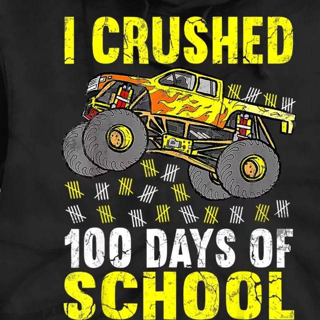 I Crushed 100 Days Of School Monster Truck Tie Dye Hoodie