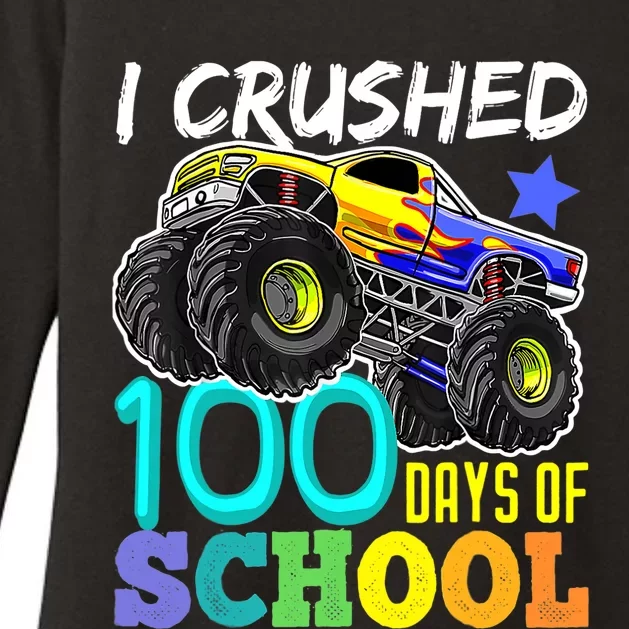 I Crushed 100 Days Of School Boys Monster Truck Womens CVC Long Sleeve Shirt