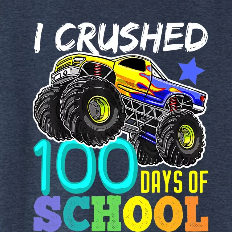 I Crushed 100 Days Of School Boys Monster Truck Women's Crop Top Tee