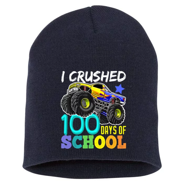 I Crushed 100 Days Of School Boys Monster Truck Short Acrylic Beanie